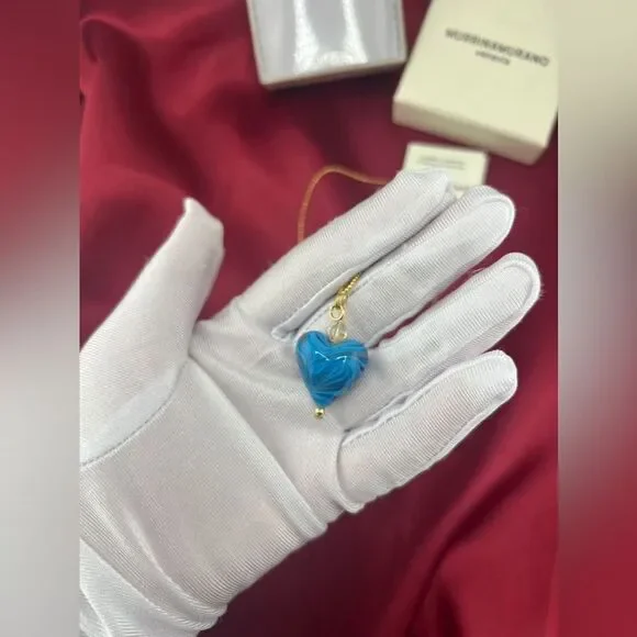 Murrina Murano Venezia Blue Heart Pendant Necklace - Picture 6 of 6